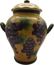 ACK Tuscany Grape Hand Painted Ceramic Cookie Jar with Lid and and Rubber Seal, Food Storage Jar, Kitchen Décor, Snack Storage Container for Cookie, Candy