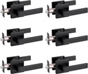 Passage Door Lever Dummy GreenShield Exterior Interior Door Handle for Hallway Closet Heavy Duty Non-Locking Lever Sets No Key Door Knob for Right Left Handed Door (6 Pack, Matte Black)