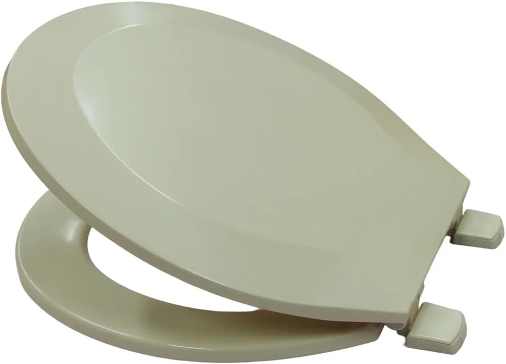 J&V Textiles Toilet Seat With Easy Clean & Change Hinge, Beveled Edges (Beige)