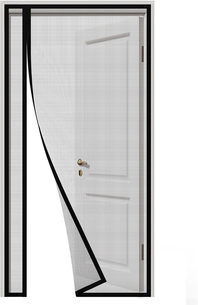 Side Opening Magnetic Screen Door, Fit Door Size 30" x 80", Reversible Left and Right Door Screen Mesh with Strong Magnet, Actual Mesh Size 32" x 81"