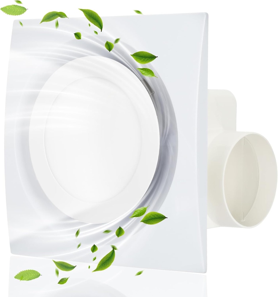 10in Quiet Bathroom Exhaust Fan with Light, Bath room Vent with Light, Shower Exhaust Fan w/Light 1.0 Sone 85CFM Ideal for Bathroom,Shower,Toilet