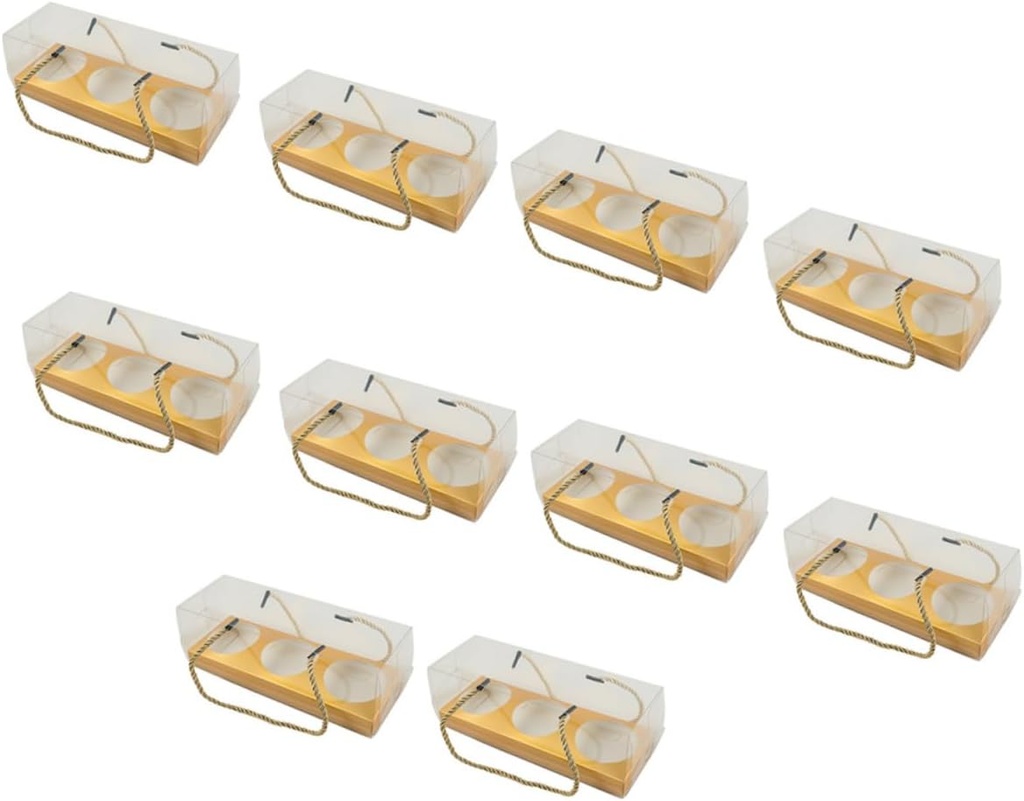 10pcs Clear Cupcake Boxes with Handle Portable and Lightweight Cupcake Containers for Parties Weddings and Events for Bakery Packaging