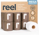 Reel 3-Ply Soft and Strong Bamboo Toilet Paper - 12 Rolls - Toxin-Free, Tree-Free, PFAS Free, BPA Free - Zero Plastic Packaging, Sustainable & Septic Safe