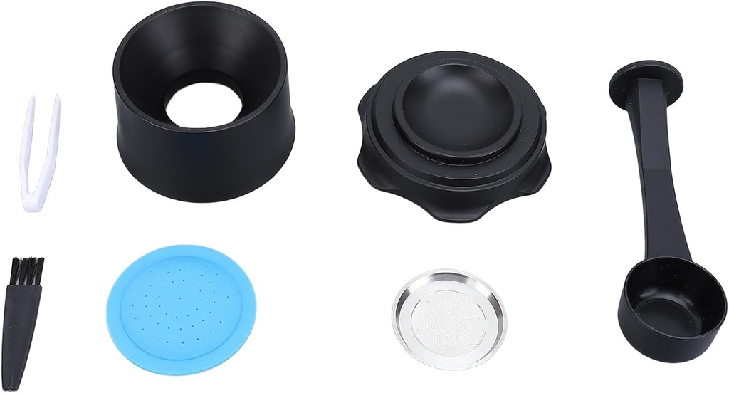 Coffee Capsule Refill Kit, Stainless Steel Silicone Pods Refill Kit Reusable Capsule Holder Clip Spoon Brush Coffee Filter Pod for Zenius Coffee Machine