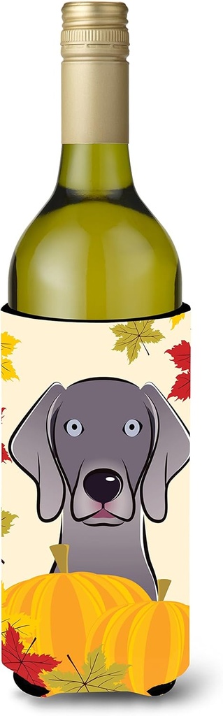 Caroline's Treasures BB2037LITERK Weimaraner Thanksgiving Wine Bottle Hugger Bottle Cooler Sleeve Hugger Machine Washable Collapsible Insulator Beverage Insulated Holder