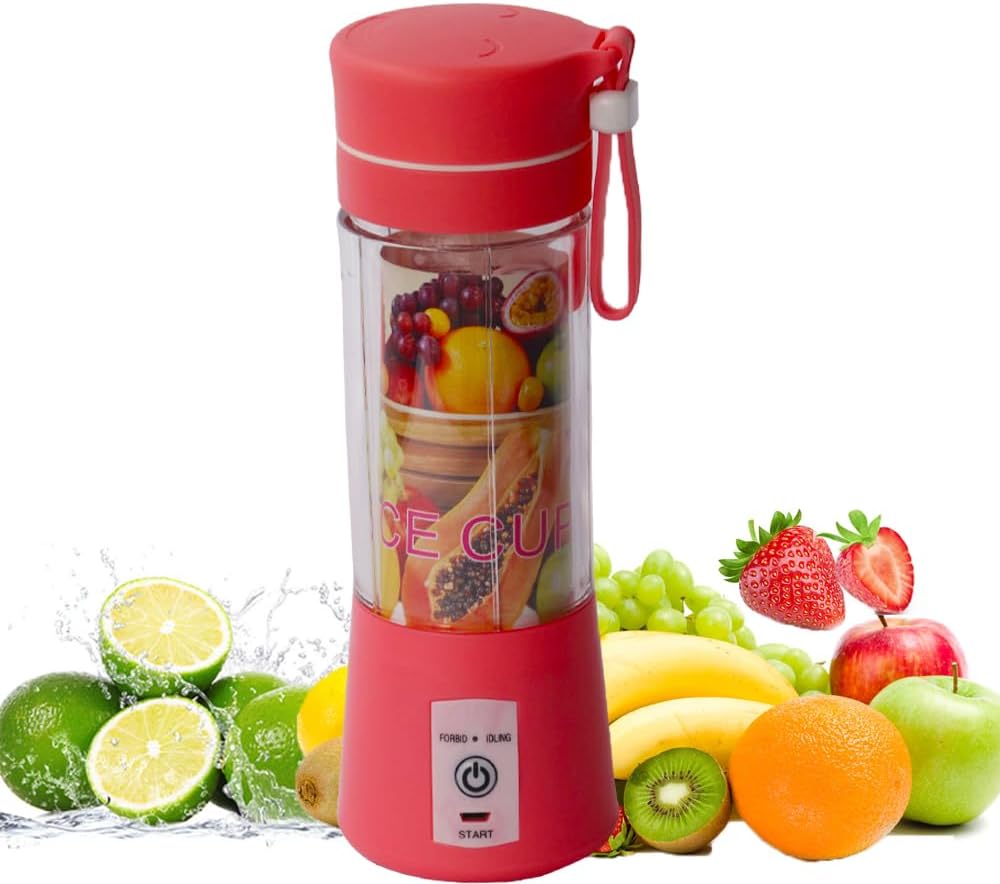 Portable Blender-Fruit & Vegetable Juicer-For Travel Sports Kitchen-380Ml With 6 Blades-WENPIC Food Mixer-For Shakes And Smoothies，Juice, Baby Food, Etc. (Pink)