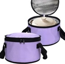 Set of 2 Polyester Fabric Round Thermal Casserole Carrier,Reusable Insulated Lunch Cooler Bag,Pie Carrier for Potluck,Picnics,Collapsible Cooler for Hot/Cold Food,11X7 inch (Purple)