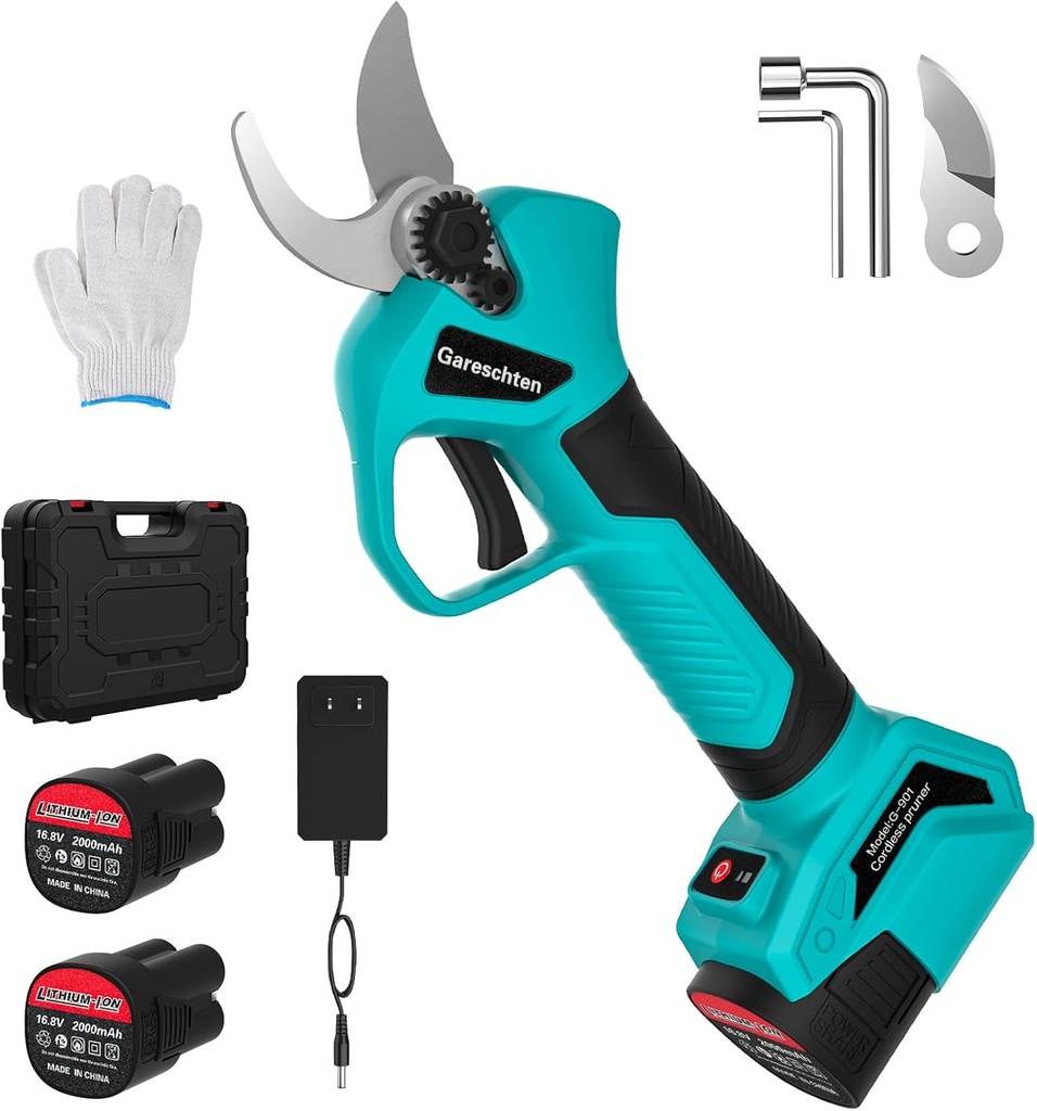 G-901 Electric Pruning Shears Cordless Pruner Shears Brushless, 2 * 2000mAh Battery Pruning Shears with Replacement Blade, 1.4 Inch Cutting Capacuty for Tree Trimming Branch Cutter