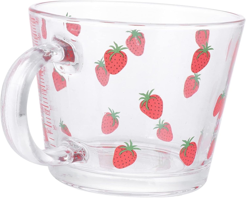 1pc Lovely Strawberry Pattern Cup Scale Strawberries Drinking Glass Mugs Lids for Breakfast