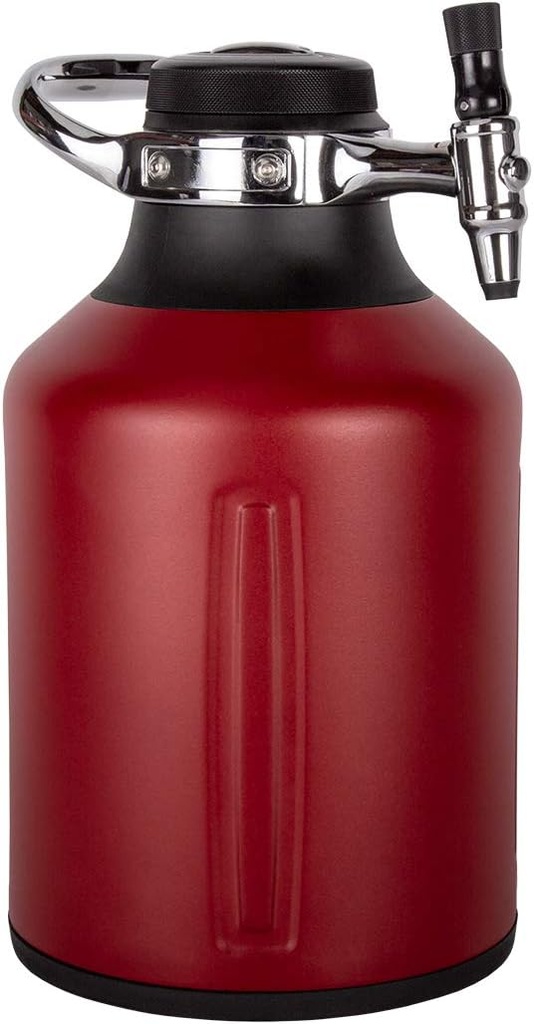 GrowlerWerks uKeg Go Carbonated Growler Beer Gift and Craft Beverage Dispenser for Beer, Soda, Cider, Kombucha and Cocktails, Amazing Gift for Beer Lovers,128 oz, Chili