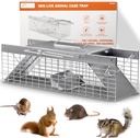 HOMESTEAD Live Rat Trap Indoor/Outside - Squirrel Trap, Have A Heart Animal for Chipmunk, Small Rabbits, Weasel and Similar-Size Rodents, 18"x5"x5", 2 Doors, Fully Assembled