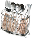 MYITYARD Kitchen Utensil Holder, Stainless Steel Utensil Drying Rack with Drip Tray, Silverware Holder Cooking Utensil Storage for Kitchen Countertop, Forks, Knives, Spoons, Flatware Organizer