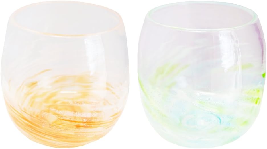 ripple glass set of 2 (orange/green)