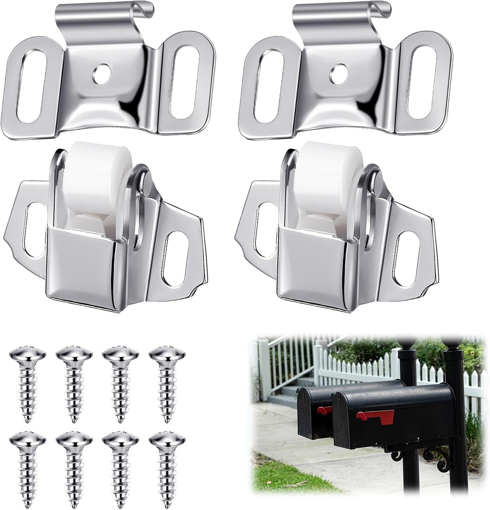 Shimeyao 2 Set Mailbox Replacement Roller Catch Latch with Screws Hardware Roller Wheel Spring Door Catch Latch for Cabinet Doors Rv Camper Kitchen