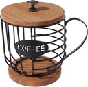 Alipis Iron Wood Cup Shape Storage Basket Holder Coffee Bar Accessory Home Decor Organizer