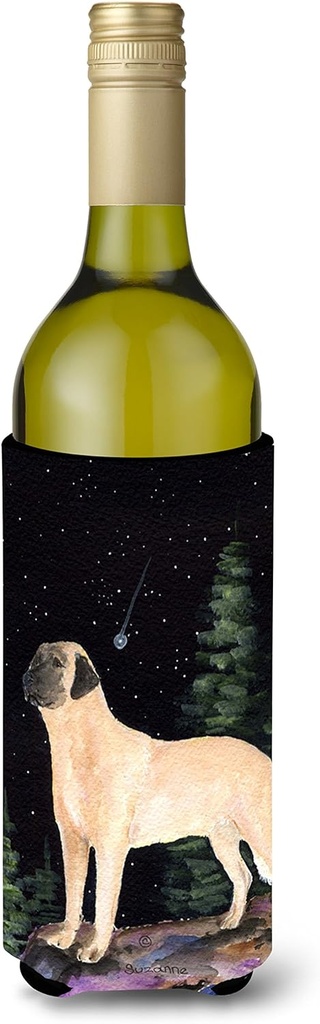 Caroline's Treasures SS8505LITERK Starry Night Anatolian Shepherd Wine Bottle Hugger Bottle Cooler Sleeve Hugger Machine Washable Collapsible Insulator Beverage Insulated Holder