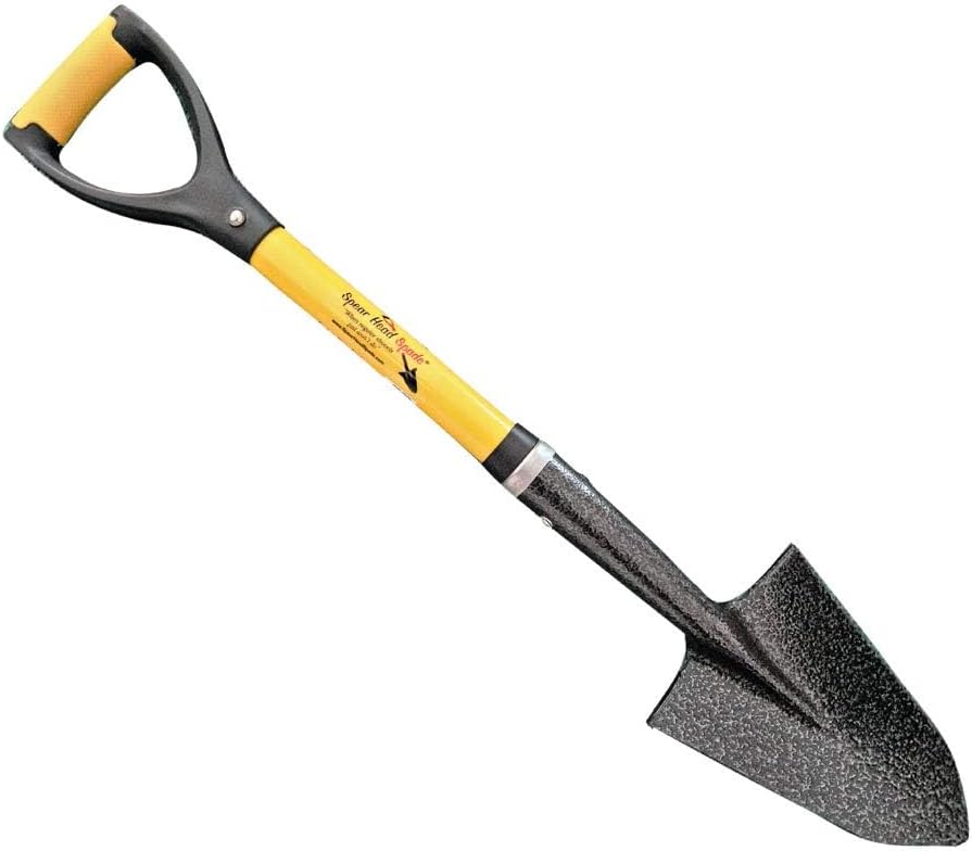 Spear Head Spade SHMini 30" Mini Shovel - Small Shovel with a 6" x 8" Beveled Blade, Steel-Reinforced Fiberglass Short Handle & a Cushioned D-Grip - Small Gardening Spade for Precision Digging