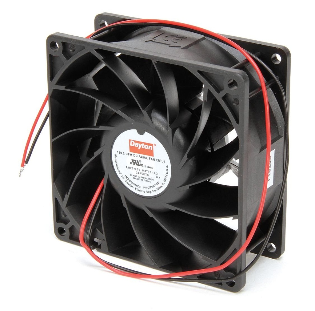 Dayton 2RTJ3 Axial Fan, 3 5/8 In Sq, 120.2 CFM, 24 V DC