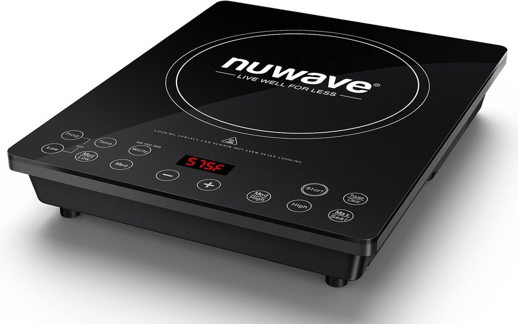 Nuwave Portable Induction Cooktop, NSF-Certified Single Electric Burner, 94 Precise Temp Range, Large 8” Heating Coil, Perfect for Professional & Commercial Settings, Shatter-Proof Glass Surface
