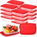 18 Pcs 33 Oz/ 4 Cups Plastic Food Storage Containers with Lids Portion Box Sets with Cover Stackable Plastic Containers with Lids Microwave Freezer Dishwasher Safe (Red)