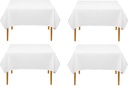 Pomp Pure White 70" x 70" Poplin Polyester Tablecloth (4 Pack) | Wrinkle + Stain Resistant Easy Care Premium Fabric | Fits Square or Round Table