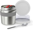 Stainless Steel Thermo for Hot Food for Kids Adults, 16.9oz Leakproof Insulated Food Jar with Detachable Snack Container (6.7oz) & Spoon, Wide Mouth Lunch Food Container for School, Office