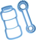 Sweet Prints Inc Set of 2 Bubble Jar and Wand Cookie Cutter - Dishwasher Safe (5")