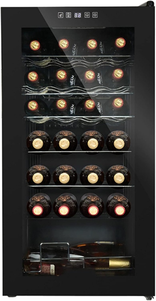 24 Bottles Wine Cooler Wine Refrigerato Large Freestanding Wine Cellar Wine Fridge Freestanding with Lock & Digital Temperature Control Fridge Glass Door, with ​Advanced Cooling Compressor