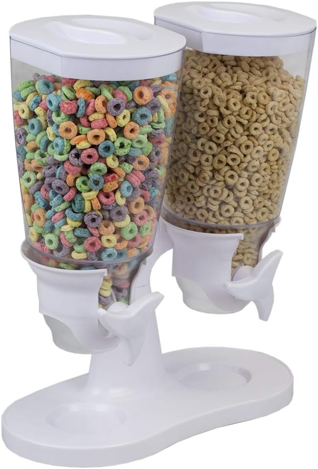 Home Basics Double Cereal Dispenser, White
