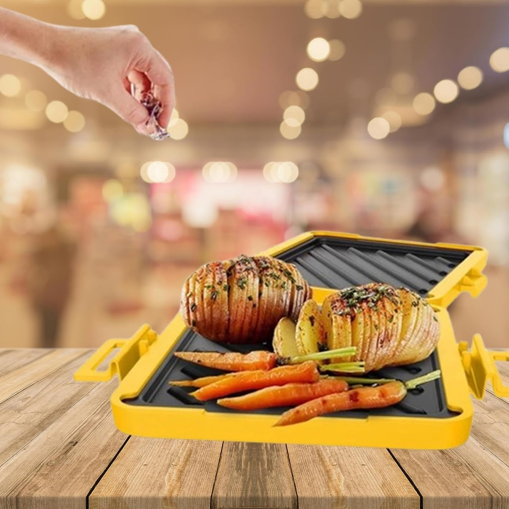 Microwave Sandwich Grill，2024 New Microwave Toastie Maker， Microwave Sandwich MakerToastie Press Microwave for Bread, Cheese, Sandwich, Grilled Meat， Dishwasher Safe & No Electricity (Yellow)