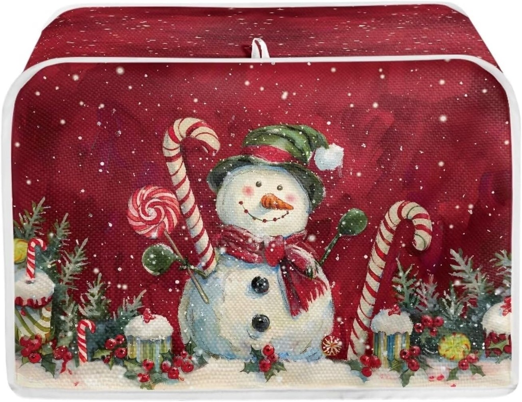 Biyejit 4 Slice Toaster Cover Rose Candy Snowman Small Appliance Covers Universal Size Microwave Oven Dustproof Cover for Women Christmas Decor
