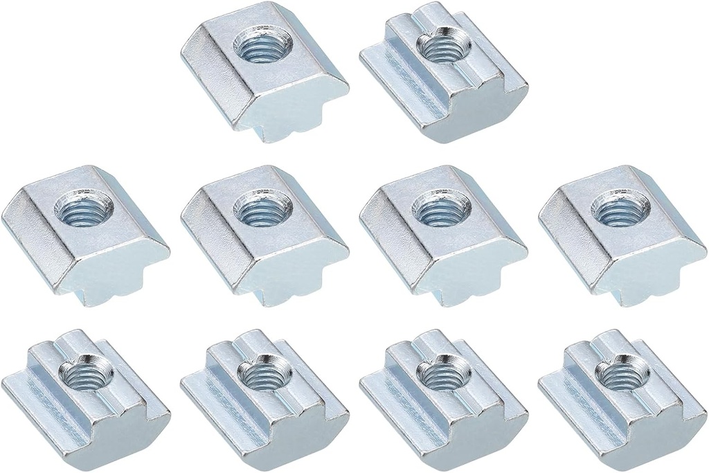 uxcell t Nuts, 10pcs - Galvanized Carbon Steel t Slot Bolts, 4545 Series M8 Hammer Head Fastener, Sliding t Nuts for Aluminum Extrusion Profile (Silver)