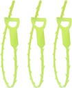 3 Pack 20 Inch Drain Clog Remover Snakes, Hair Cleaning Tool Effective Drain Snake Auger Tool for Sink, Shower, Bathtub, and Toilet(Green)