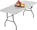 6FT Picnic Table Folding Table Camping Table Plastic Table Fold Up Table Lock for Party Event,White