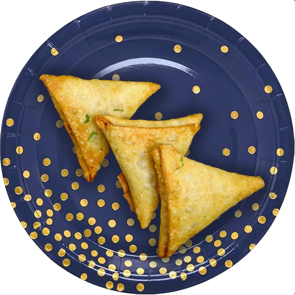CUSINIUM 25-Pack 9" Navy and Gold Paper Plates - Suitable for Parties and Dinners