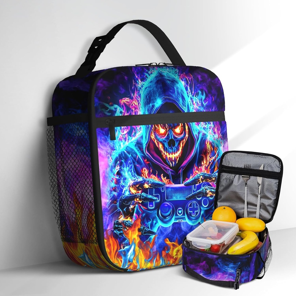 Cool Gamepad Lunch Box for Boys Video Game Lunch Bag for Kids Gamepad Insulated Lunch Bag Reusable Cool Game Lunch Box With Adjustable Shoulder Strap, Lunch Tote Bag For boys 8-12 teenager