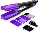 Terviiix Crimper Hair Iron with 4 Interchangeable Plates, Keratin & Argan Oil Infused Hair Crimper for Women, Volumizing Crimping Iron for Thin Fine Hair, 5 Heat Settings & 60 Mins Auto Off, Purple