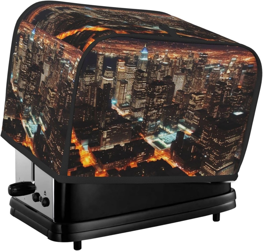 City Lights Toaster Cover 2 Slice, Two Slice Bread Machine Covers Quilted Toaster Dust Cover Universal Size Kitchen Small Appliance Cover With Top Handle