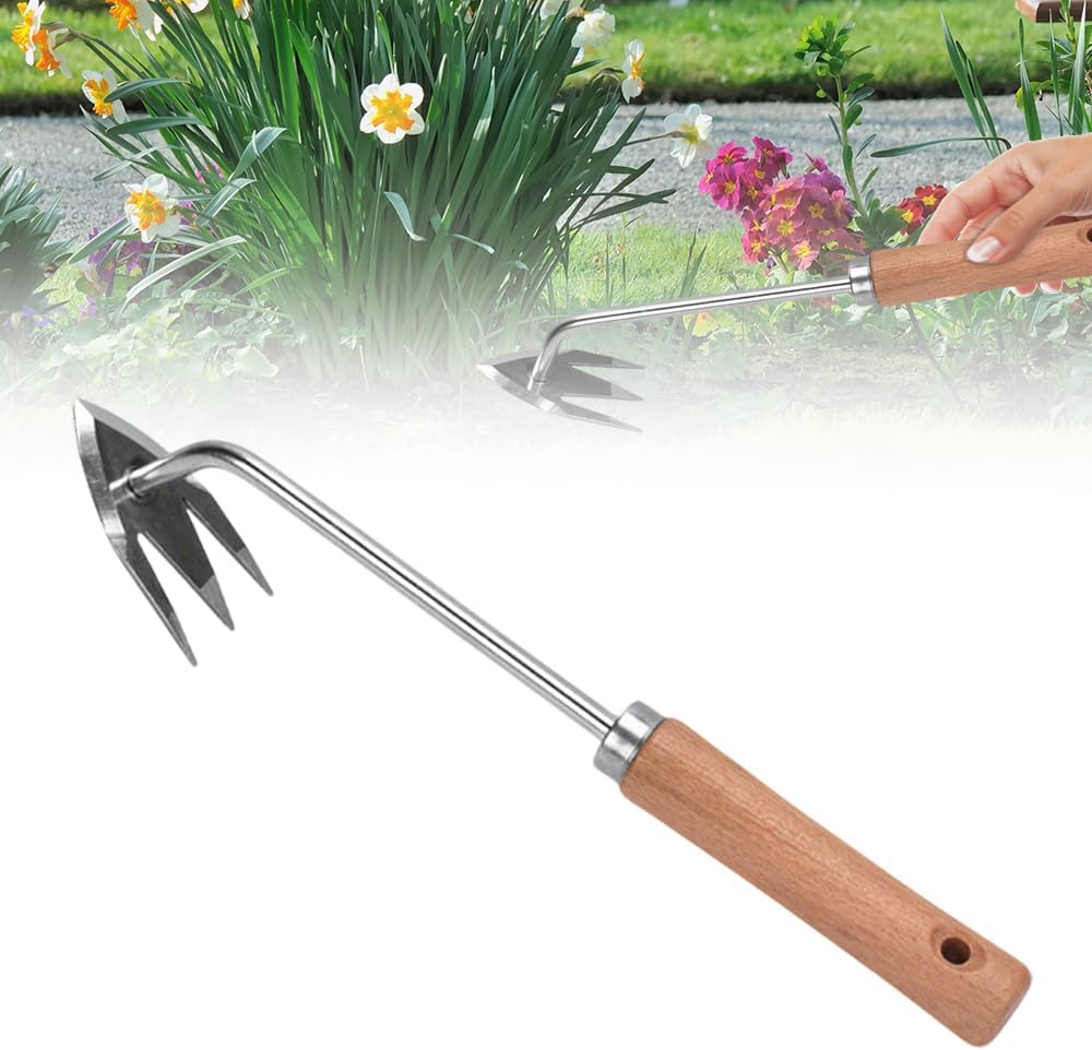 Manual Weed Remover Tool for Lawn and Garden, 2025 New Weeding Artifact Uprooting Weeding Tool with Handle, Weed Puller Tool 3 Tooth Manganese Steel for Gardening Backyard Farm (12.4 in)