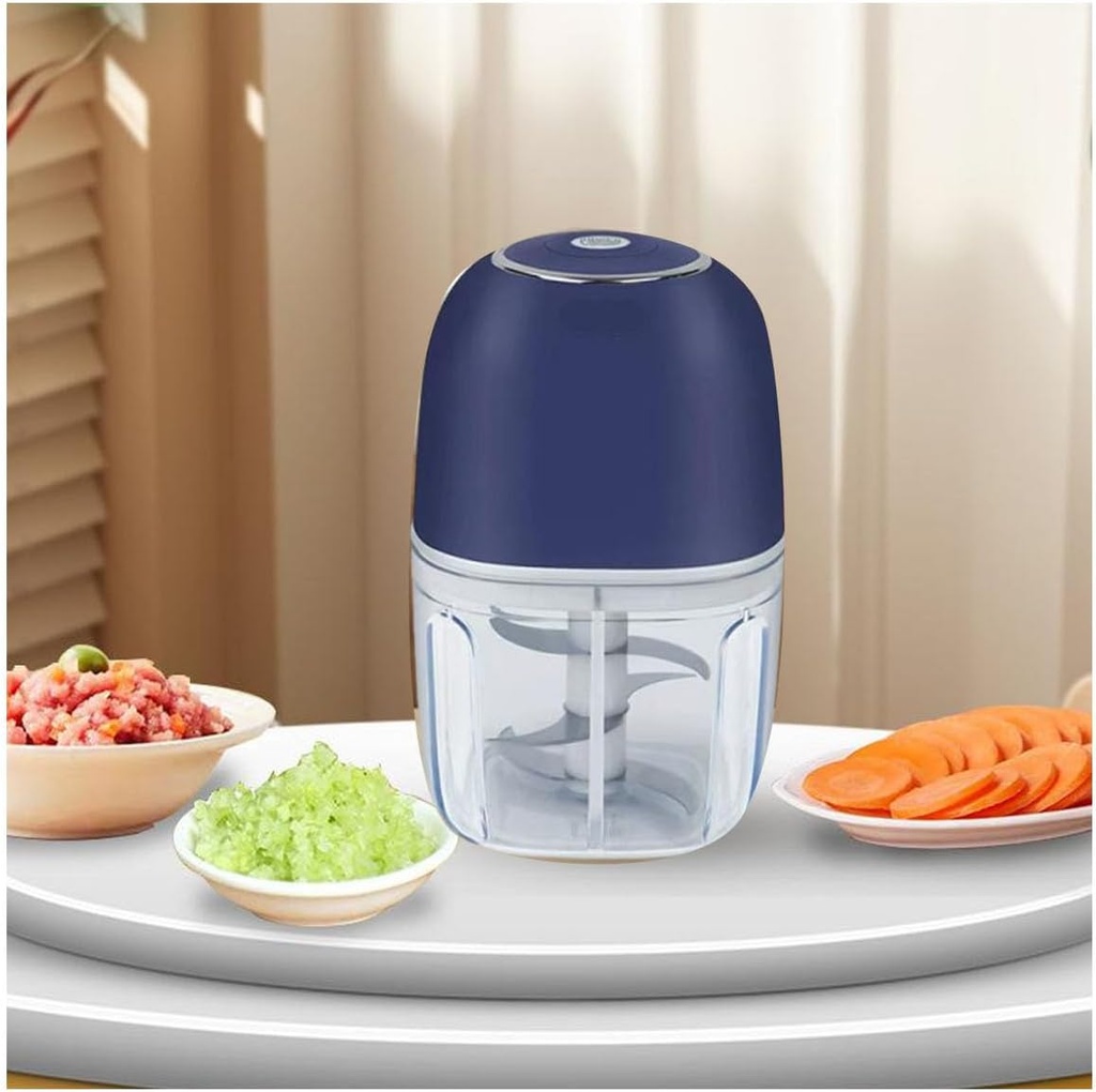 Mini Electric Garlic Chopper, Portable Food Processor, 350ML Onion, Ginger, Chili, Meat Grinder, Wireless Blender, Ideal for Home, Cafes, Restaurants, Camping,[b] blue