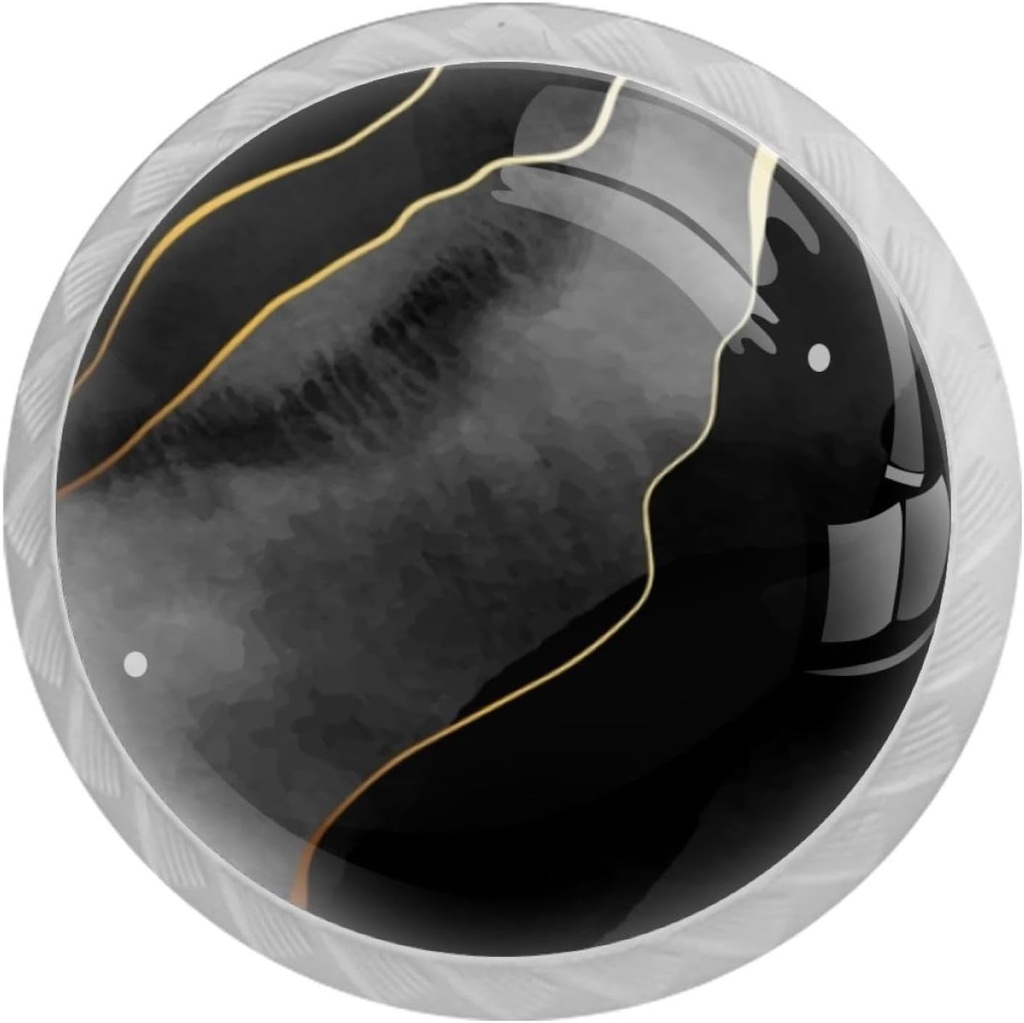 4 Pcs Marble Ombre Watercolor Ink Black White Grey White Glass Drawer Knobs Dresser Knobs Pulls Door Knobs Handles for Kitchen Wardrobe Cupboard Hardware Furniture