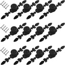 WMYCONGCONG 12Pcs 4.72"/120mm Kitchen Cabinet Knob Vintage Black Drawer Pulls Knobs with Plate Antique Dresser Handles for Furniture Closet Wardrobe Furniture Door, Floral Pattern Black