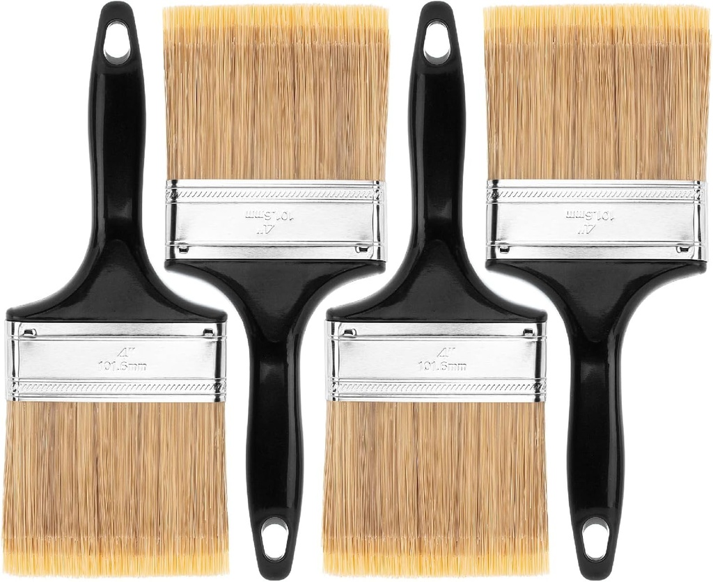 Bates- Paint Brushes, 4-Inch, 4 Pack, Flat Paint Brushes for Walls, Furniture and Wood