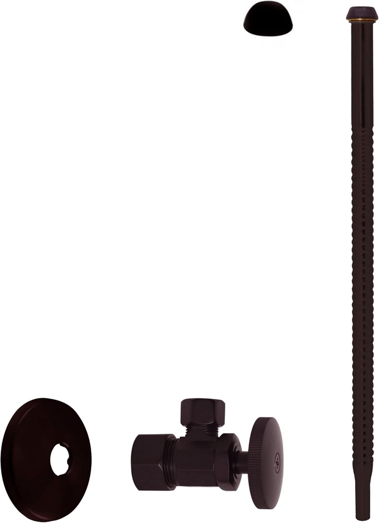 Westbrass Corrugated Supply Kit with Round Handle, 5/8" OD x 3/8" OD x 12", Oil Rubbed Bronze, D105K12-12