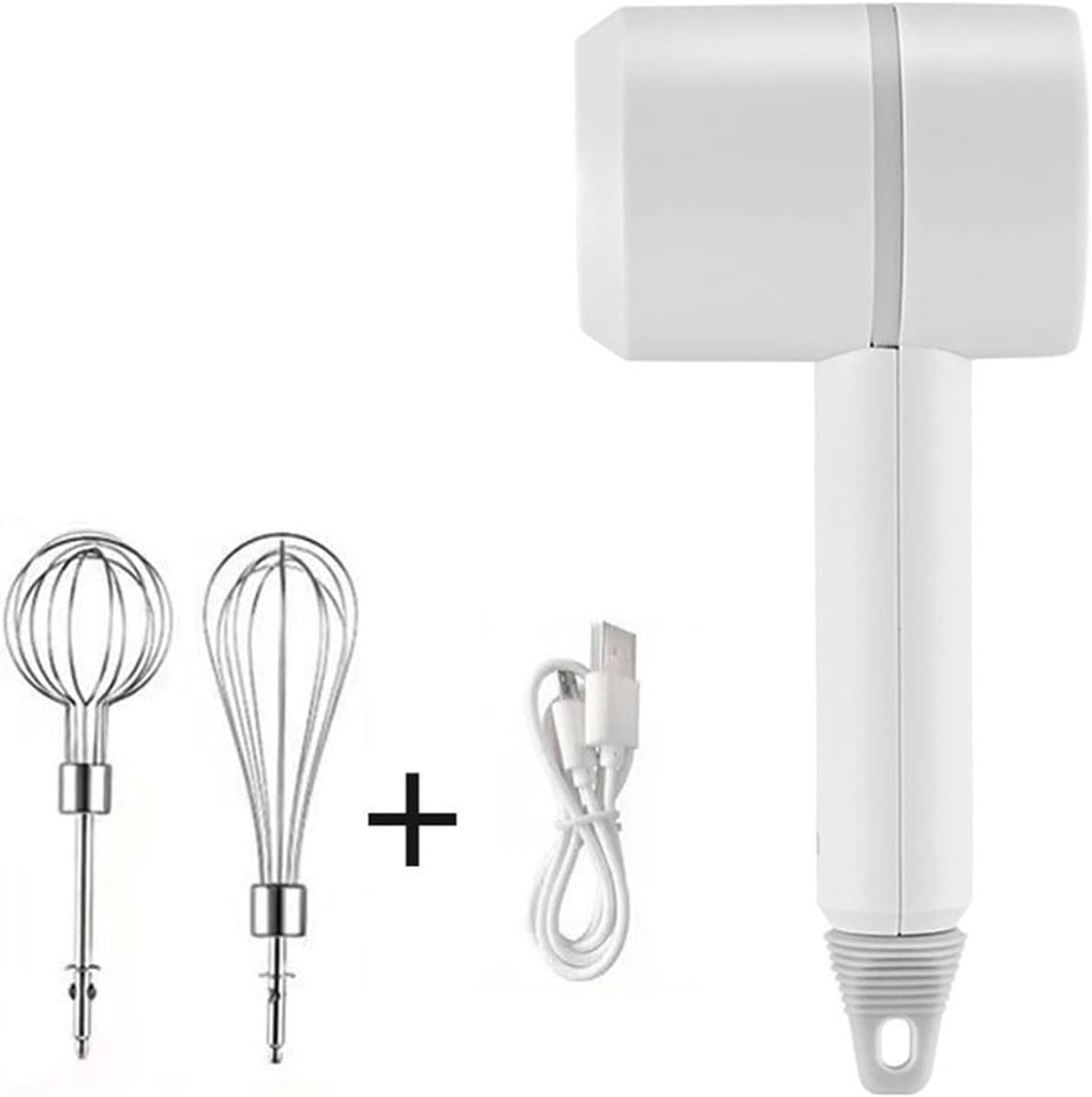 Egg Beater Wireless Portable Electric Food Mixer Hand Blender 3 Speeds High Power Dough Blender Egg Beater Baking Hand Mixer Kitchen Tools Whisk (Color : White) (Gold)