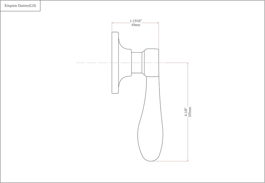 Designers Impressions Kingston Design Black Dummy Door Lever Left Hand (Non-Functioning)