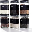 APT 1101 27 oz Glass Storage Jars with Bamboo Lid, set of 6, glass canisters with airtight lids, Clear jars with lids for Cookie, Candy, Tea, Coffee Bean and Rice, Black