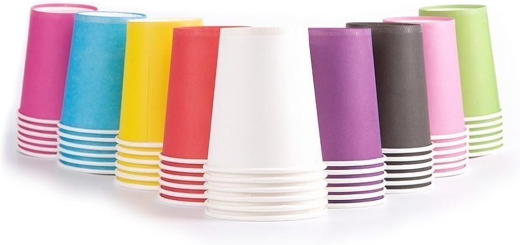 Party Disposable Cups, Paper Cups For ，Weddding & Party Cups 8oz (Multicolor 50pcs)