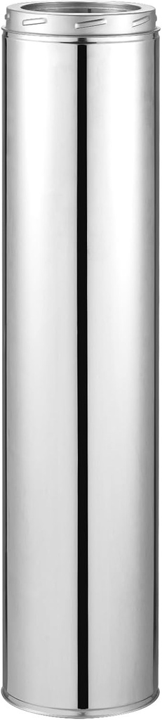 VEVOR Double Wall Insulated Chimney Pipe, 6 x 36 inch Stainless Steel (Inner 316,Outer 304) Stove Straight Pipe, Easy Installation & Thick Insulation Cotton for Indoor and Outdoor, 1 Pack,Silver
