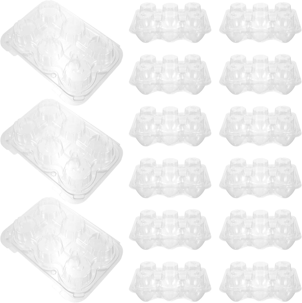 PRETYZOOM 15pcs Multi-grid Cupcake Packing Box Portable Dessert Carrier for Muffins Cookies and Treats Transparent Baking Packaging Container